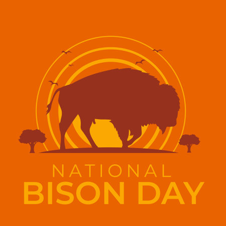 Flyers promoting National Bison Day or other events can utilize vector images concerning the holiday. design of a flyer, a celebration.のイラスト素材