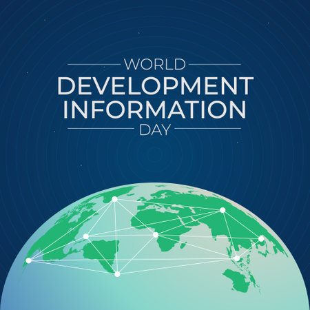Flyers promoting World Development Information Day or associated events can utilize the World Development Information Day vector graphics. design of a flyer, a celebration.のイラスト素材