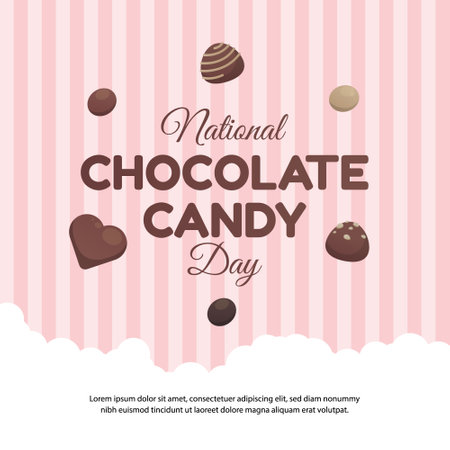 Flyers honoring National Chocolate Candy Day or promoting associated events can utilize National Chocolate Candy Day vector graphics. design of flyers, celebratory materials.のイラスト素材