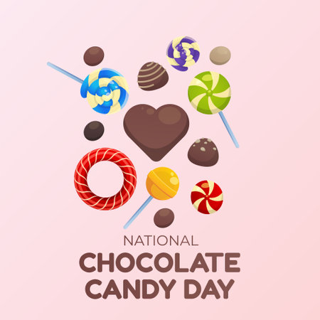 Flyers honoring National Chocolate Candy Day or promoting associated events can utilize National Chocolate Candy Day vector graphics. design of flyers, celebratory materials.のイラスト素材
