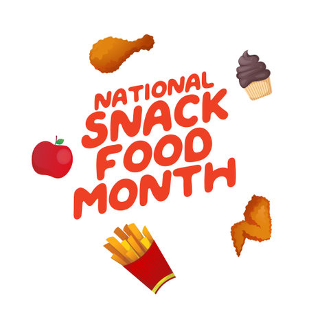 Flyers honoring National Snack Food Month or promoting associated events might utilize vector graphics regarding the event. design of flyers, celebratory materials.のイラスト素材