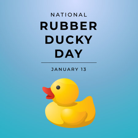 Flyers honoring National Rubber Ducky Day or promoting associated events might include vector graphics highlighting the holiday. design of flyers, celebratory materials.のイラスト素材