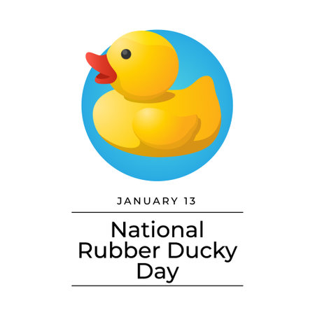 Flyers honoring National Rubber Ducky Day or promoting associated events might include vector graphics highlighting the holiday. design of flyers, celebratory materials.のイラスト素材