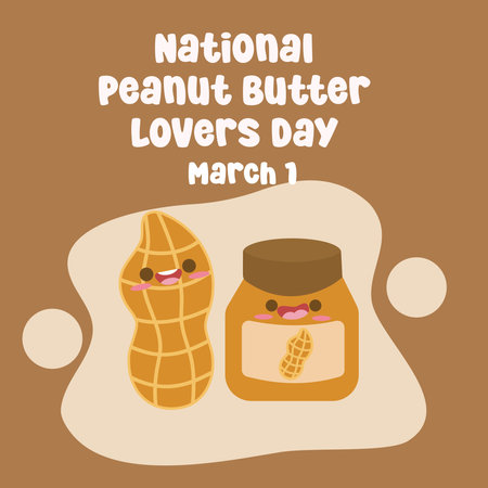 Ideal for National Peanut Butter Lovers Day celebrations, this vector illustration of the holidayのイラスト素材