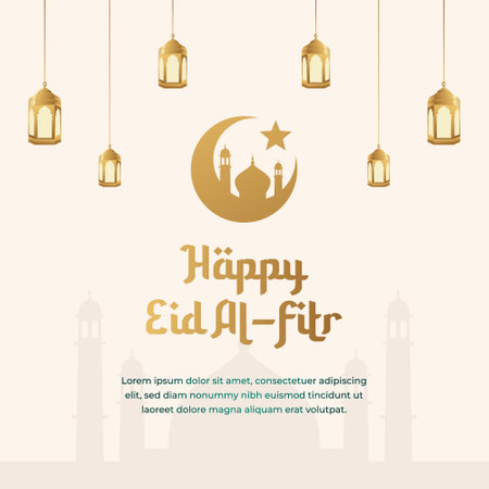 vector graphic of Happy Eid al-Fitr ideal for Eid al-Fitr celebration.のイラスト素材
