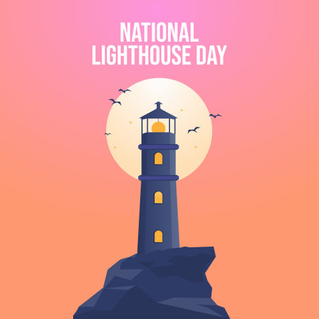 vector graphic of National Lighthouse Day ideal for National Lighthouse Day celebration.のイラスト素材