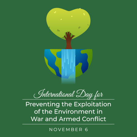 vector graphic of International Day for Preventing the Exploitation of the Environment in War and Armed Conflict celebration.のイラスト素材