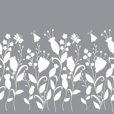  floral silhouetteのイラスト素材