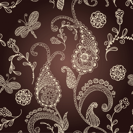 Seamless brown paisleyのイラスト素材