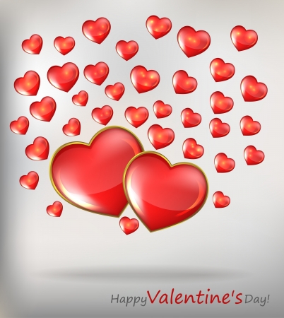 Valentin s Day Card With Hearts, Vector Illustration のイラスト素材