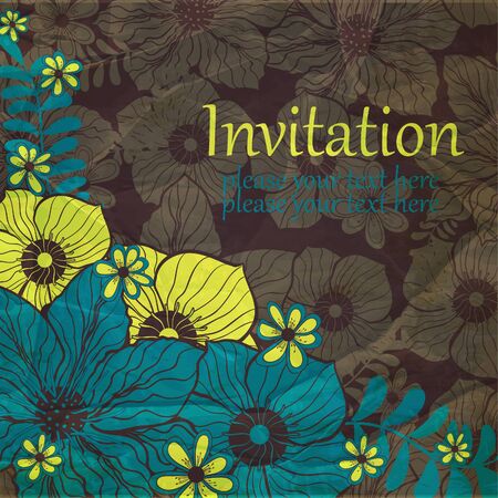 flower card and grungy backgroundのイラスト素材