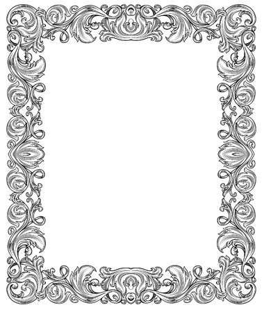 black and white ornate frame, isolatedのイラスト素材