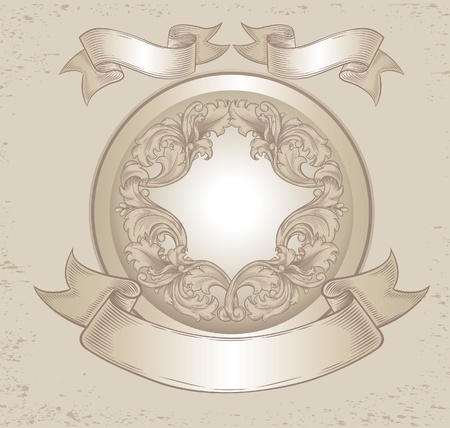 vintage emblem with floral patternsのイラスト素材