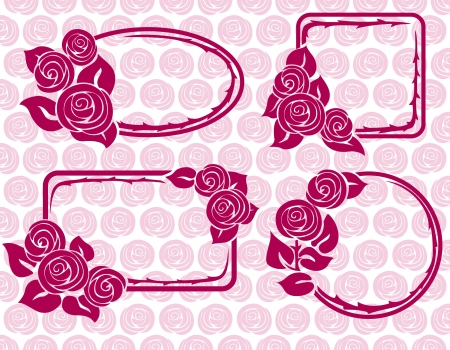 Banners and Frames with roses  のイラスト素材