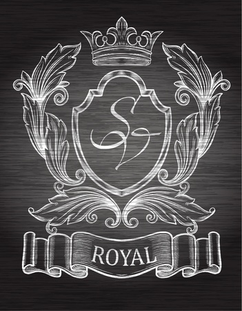 Vintage frame with crown  Chalkboard art  のイラスト素材