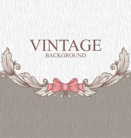 Vintage background with ornaments and a bow のイラスト素材