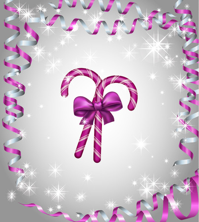 Christmas background with candy and bow のイラスト素材