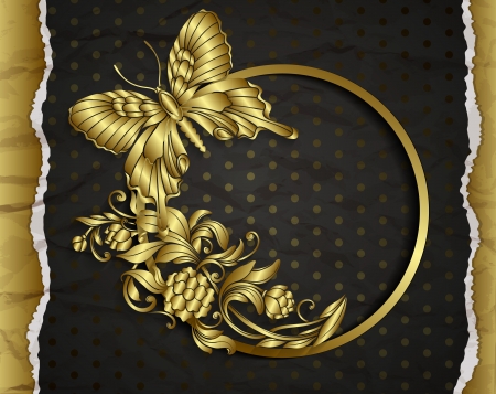 Vintage background with golden design elementsのイラスト素材