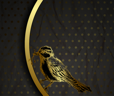 Vintage gold background with bird のイラスト素材