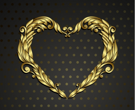 gold heart rnamental のイラスト素材