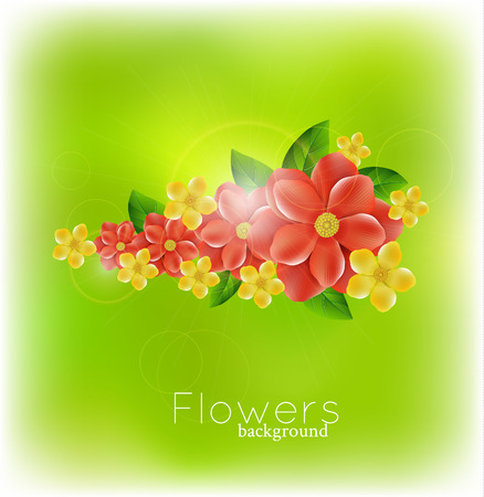 background with realistic flowersのイラスト素材