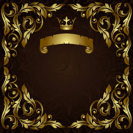 vintage gold frameのイラスト素材