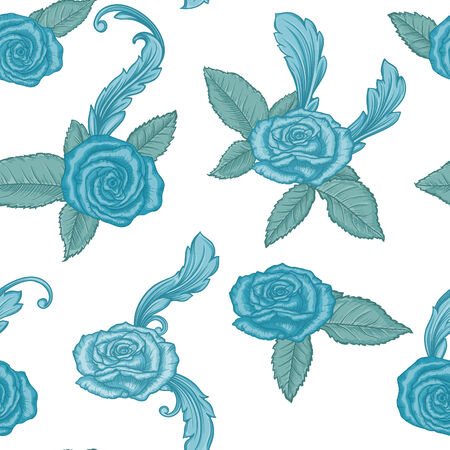 seamless pattern with rosesのイラスト素材
