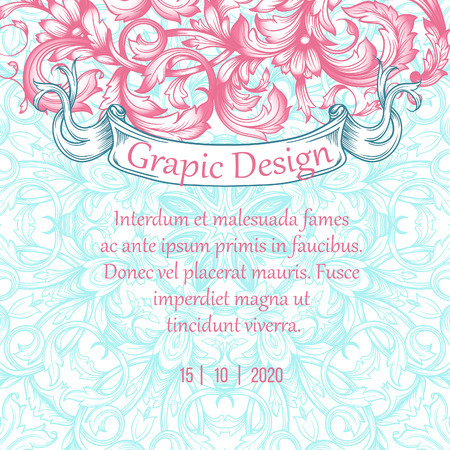 vintage border frame engraving with retro ornament pattern in antique rococo styleのイラスト素材