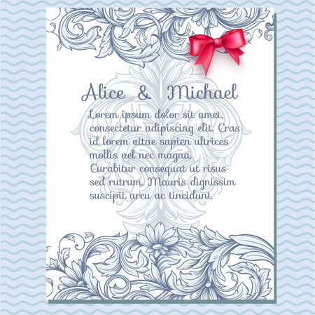 Floral invitation greeting card. Can be used for banner, invitation, wedding card, 
scrapbooking and others.のイラスト素材