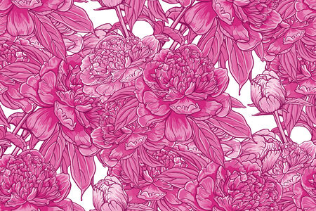 Vintage floral seamless pattern with peoniesのイラスト素材