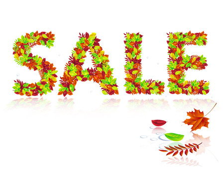 inscription sale of autumn leavesのイラスト素材