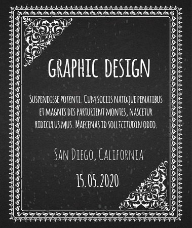 Black chalk board template vintage frameのイラスト素材