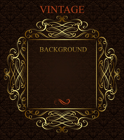 Vintage background with golden  frameのイラスト素材