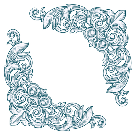 Decorative Vintage Border Corner  Frame Corner for designのイラスト素材
