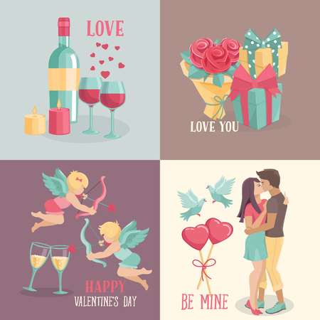 Set  banners  for valentine's day design. Vector Illustration.のイラスト素材