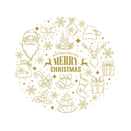 Christmas and New Year Design with decorative icons.のイラスト素材