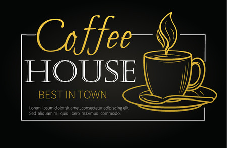 Vector hand drawn banner with coffee cup.のイラスト素材