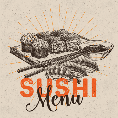 sushi bar menu vector illustration.のイラスト素材