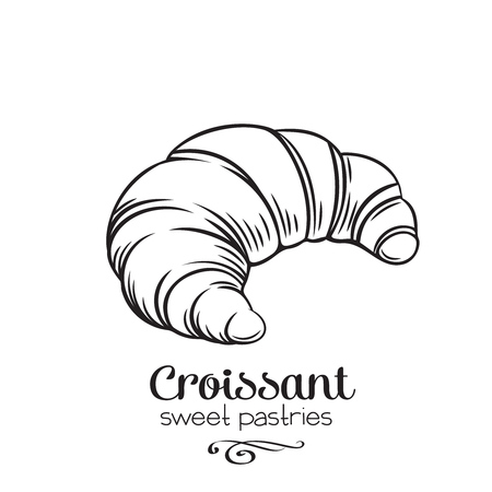 hand drawn croissantのイラスト素材