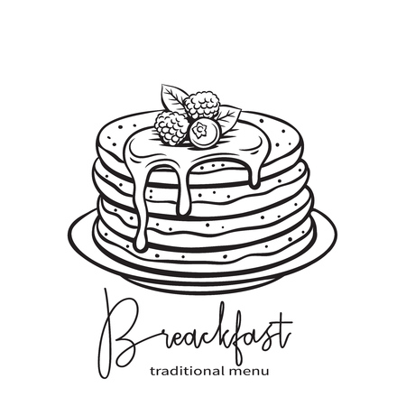 hand drawn pancakesのイラスト素材