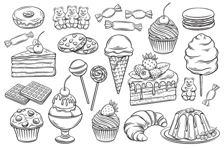 confectionery and sweets iconsのイラスト素材