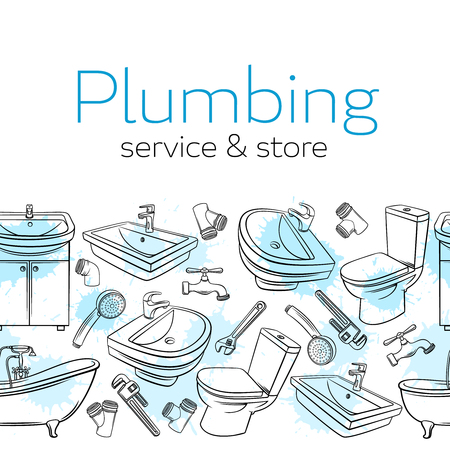 Plumbing seamless borderのイラスト素材