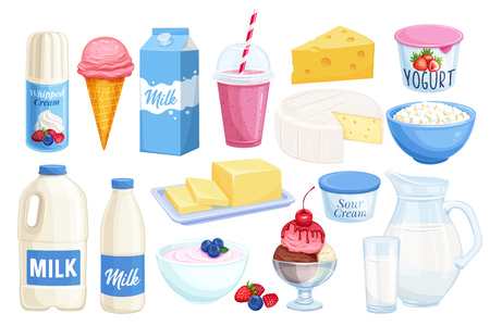 set dairy productsのイラスト素材