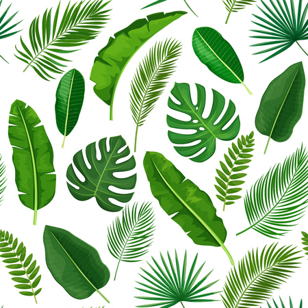tropical leaves seamless patternのイラスト素材
