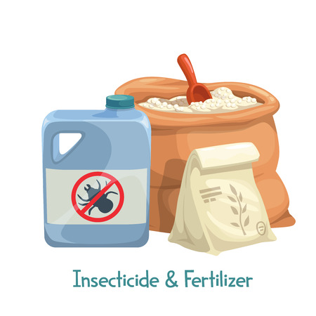 Vector insecticide and fertilizer icon for design product garden center and gardening. Cartoon style.のイラスト素材