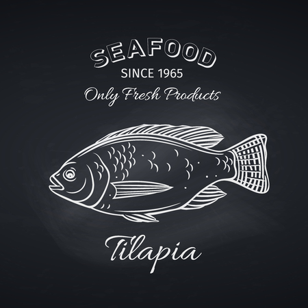 tilapia hand drawn icon badgeのイラスト素材