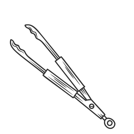 Barbecue tool. Kitchenware outline icon. Vector illustration.のイラスト素材