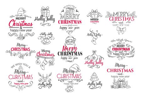 Merry Christmas festive typography setのイラスト素材