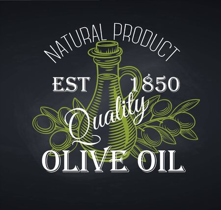 Olive oil label, chalkboard styleのイラスト素材