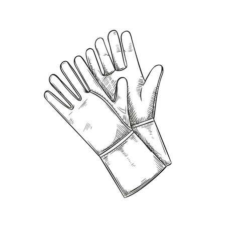 Garden rubber gloves, sketch styleのイラスト素材